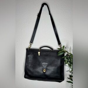 Jack Georges Black Genuine Leather Briefcase Shoulder Bag Business Work‎ Vintage